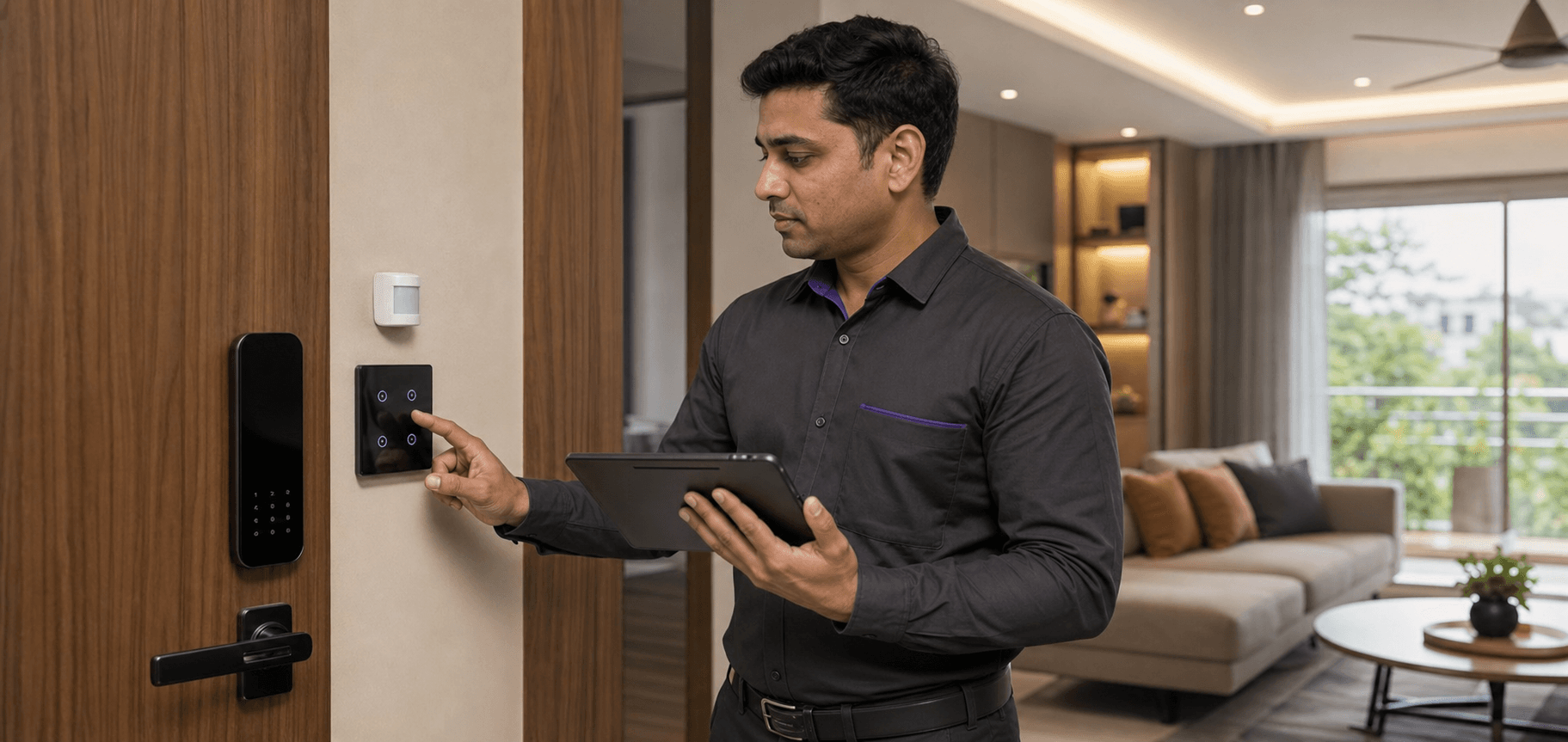 BlinkUp smart-home technician configuring a connected switch in Bhopal